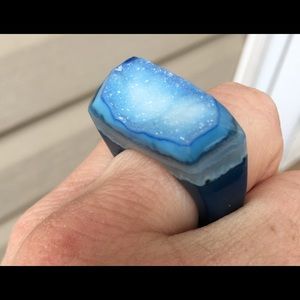 Hand carved blue druzy quartz